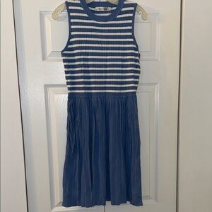 Striped Blue and White Dress L NWT